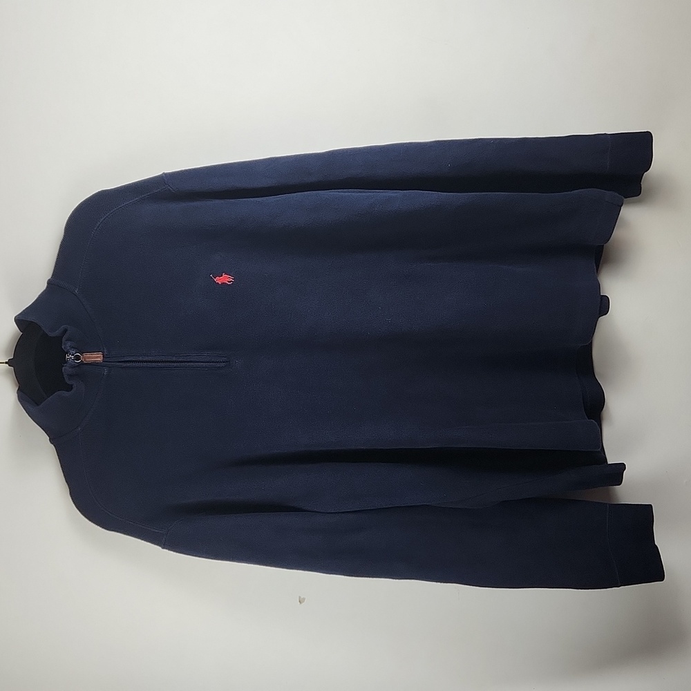 Polo Ralph Lauren mens Large Navy blue quarter zip pullover with red pony